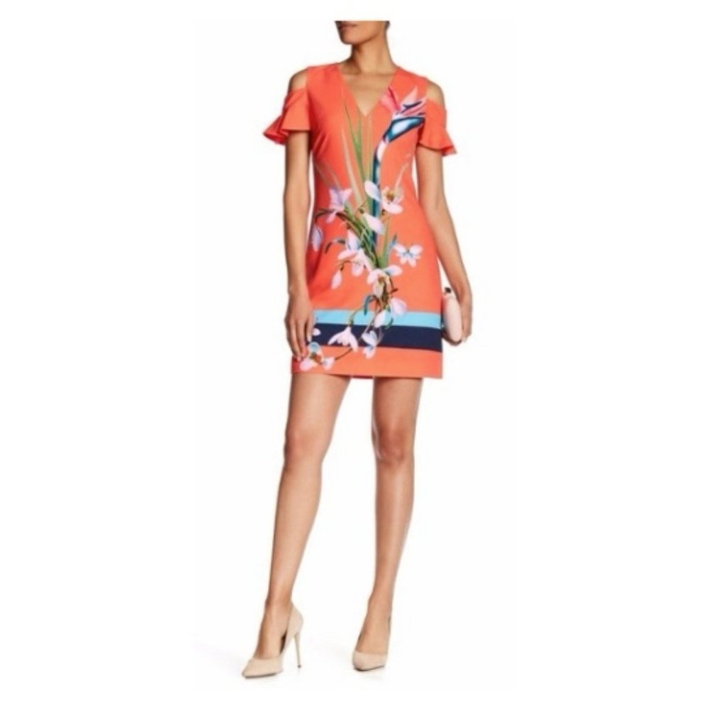 Ted Baker Orange Tropical Oasis Mini Dress Size 2
